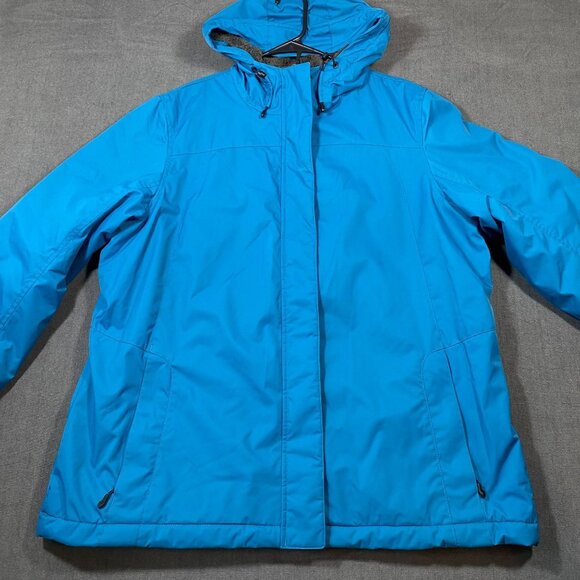 L.L. Bean Blue Raincoat Jacket W/ Sherpa Fleece Lining Womens size XL - Picture 1 of 11